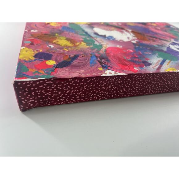 Handmaid Painting Pink Acrylic Canvas Abstract Home Decor Art Multicolor 16 x 16 - Picture 4 of 11